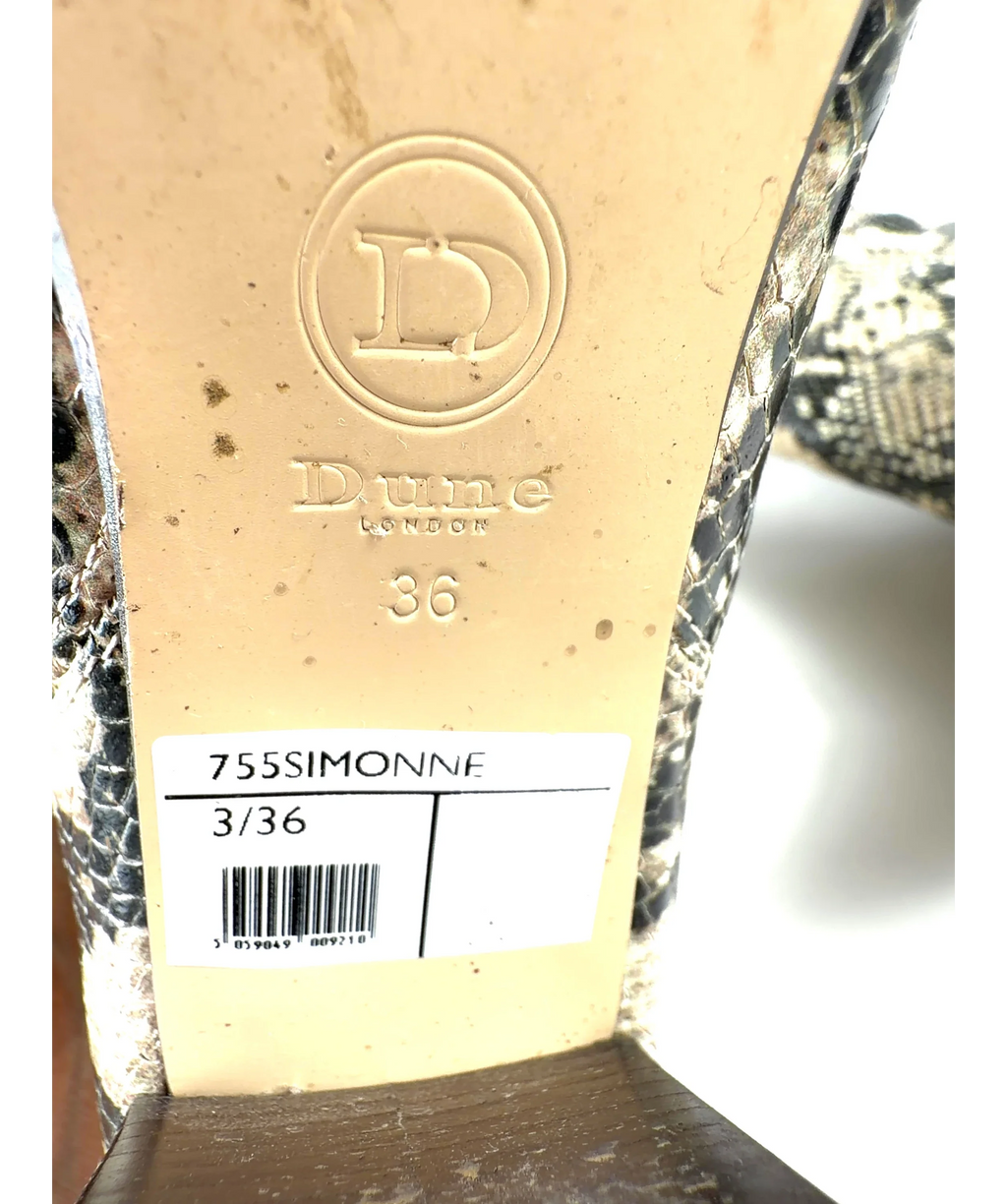 Dune Beige Simonne knee-high snake print boot, size UK 3 EU 36 👠 — fabric detail