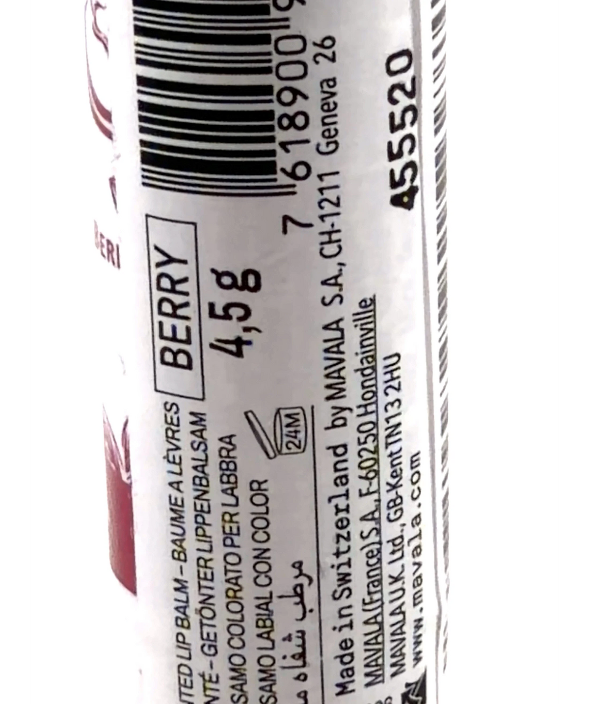 Mavala BERRY Shade, size 4.5g — care label