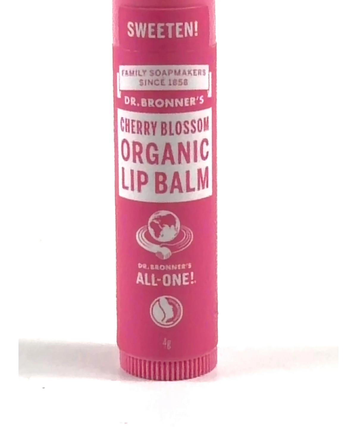 Dr. Bronner's CHERRY BLOSSOM ORGANIC LIP BALM, size 4g — label