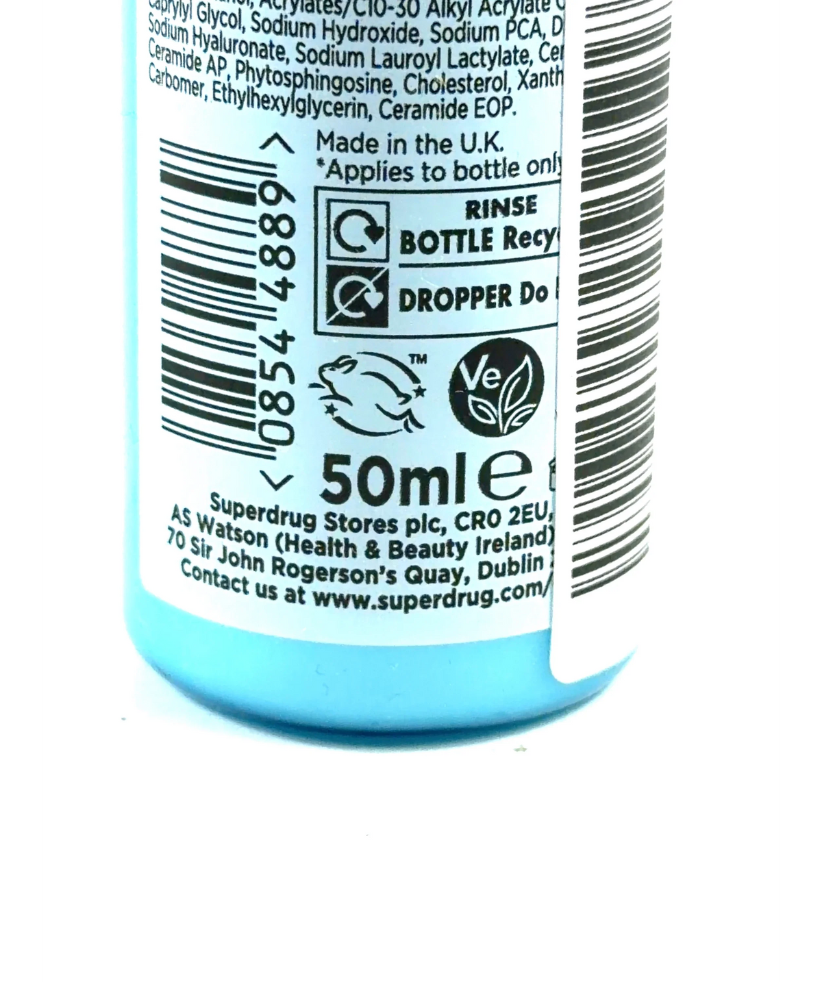 Superdrug Skin Hydrate Serum 50ml, size 50ml — care label
