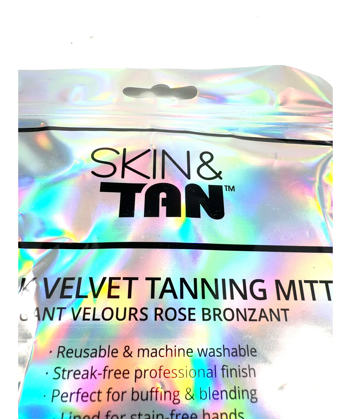 Skin SKIN Pink Velvet Tanning Mitt — label