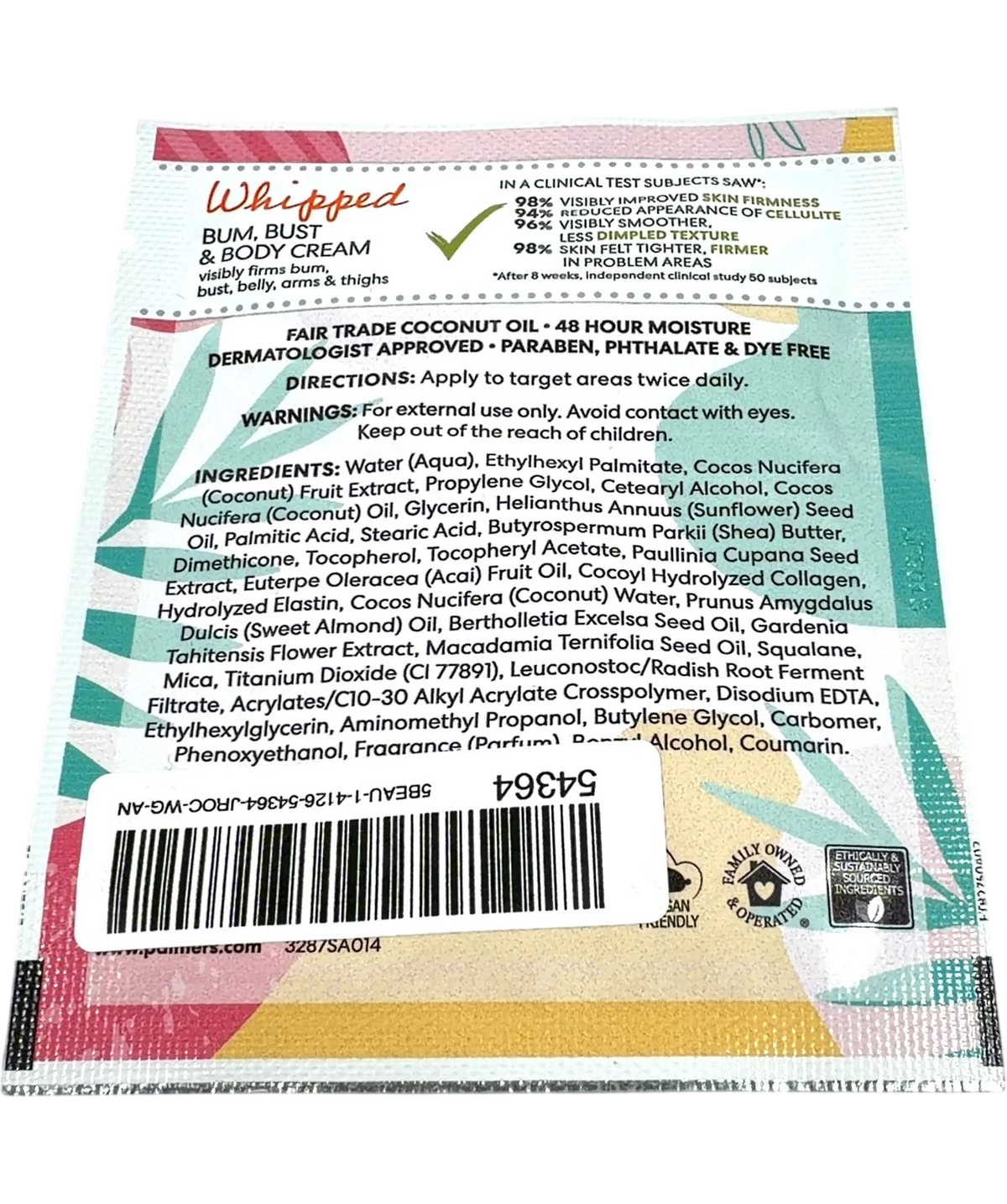 Palmer's Brazilian Coco Cream Coconut Oil Formula with Vitamin E Brazilian Coco Cream, size 10g — back