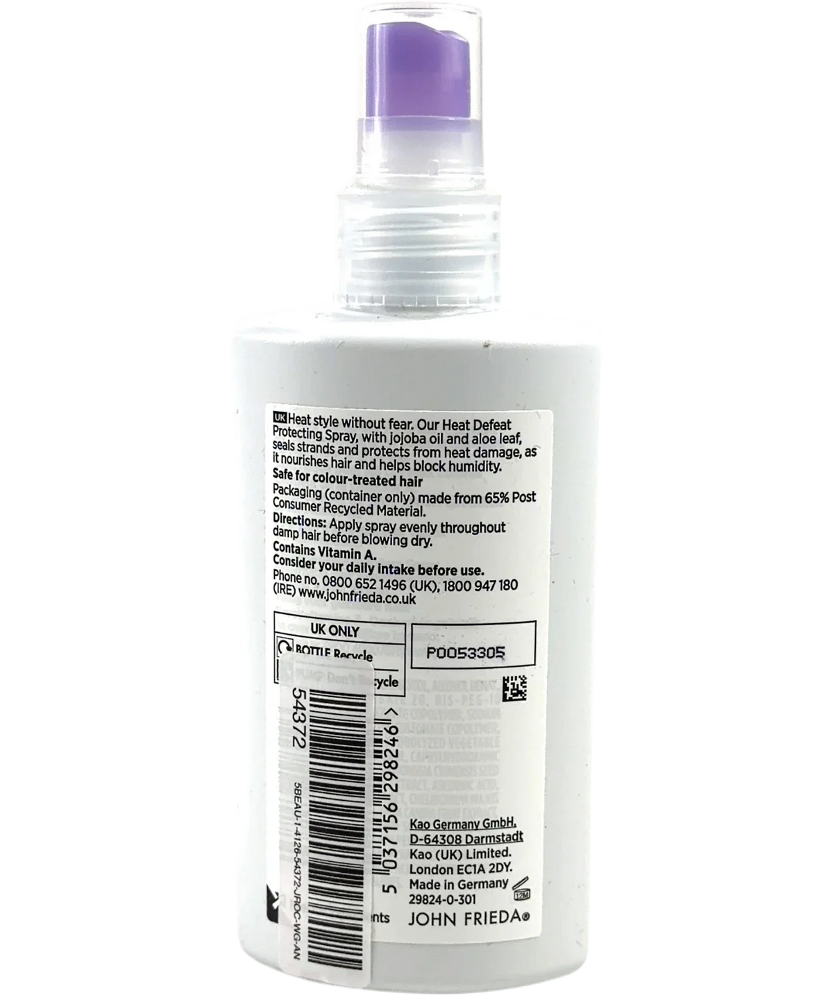 John Frieda Heat Defeat Protecting Spray, size 150ml — back