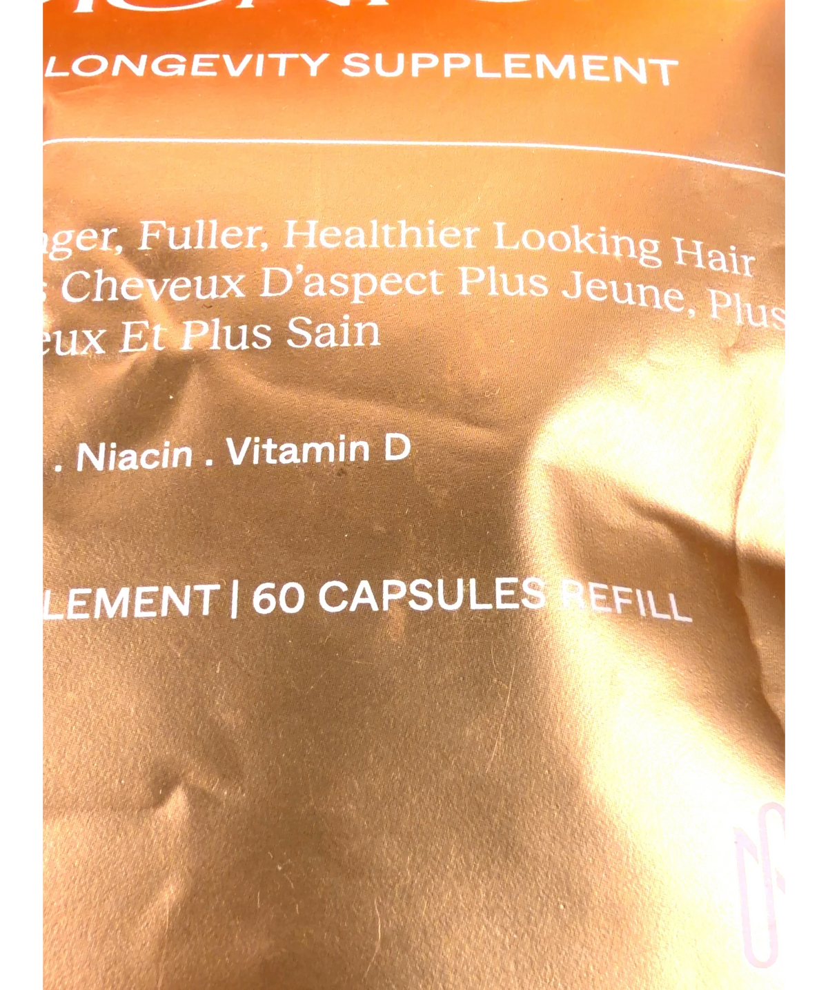 monpure Hair Longevity Supplement Refill, size X60 — care label