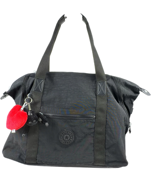 Kipling Art M Black And Red Charm Tote Bag
