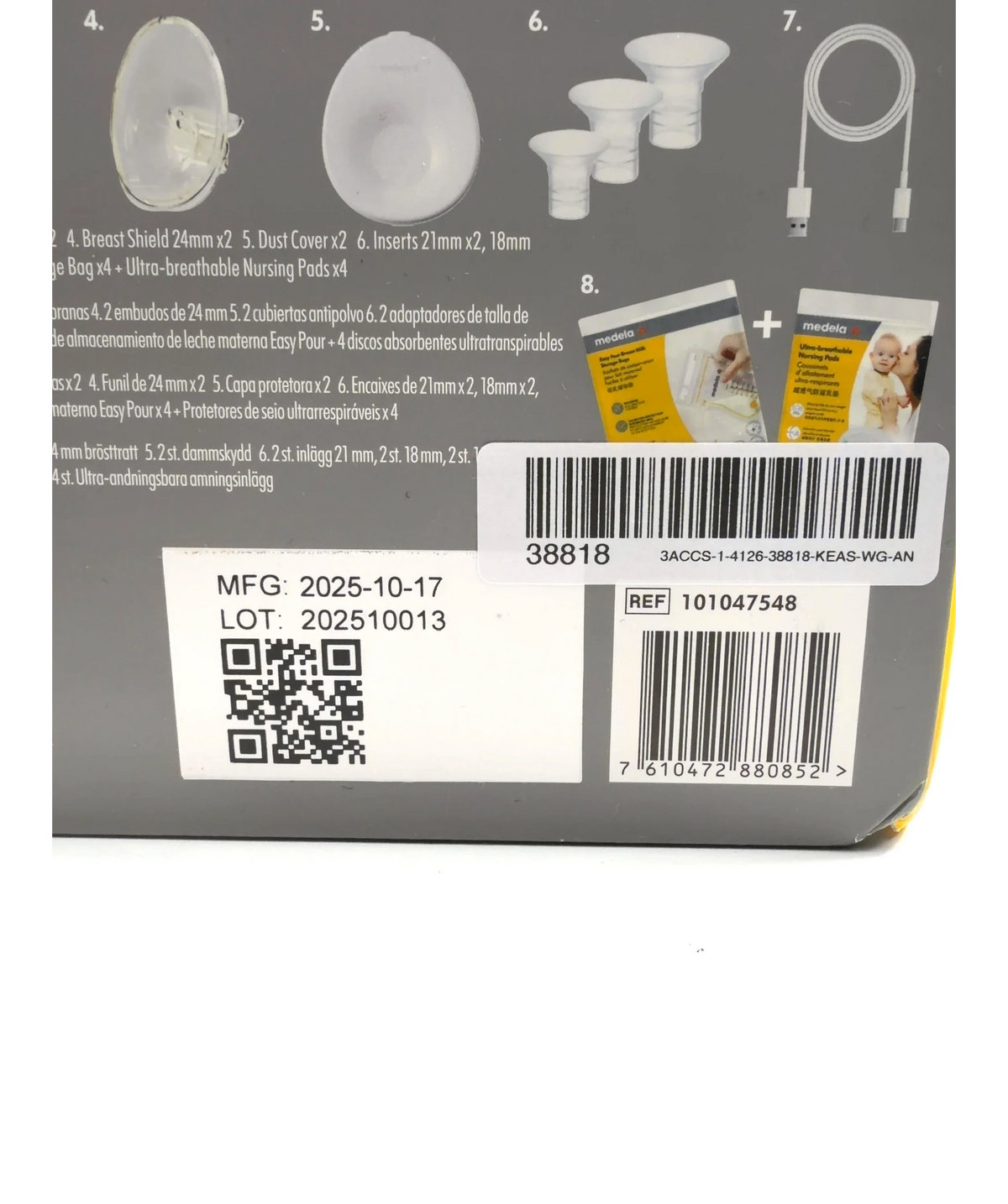 Medela White Motion InBra Double Electric Wearable Breast Pump — care label