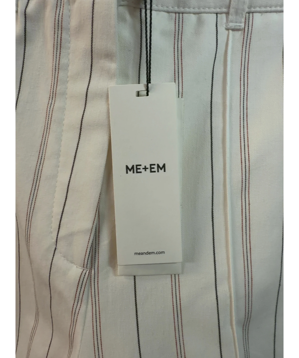 ME + EM Cream Multi Stripe Straight-Leg Crop Trouser, size UK 8 — detail