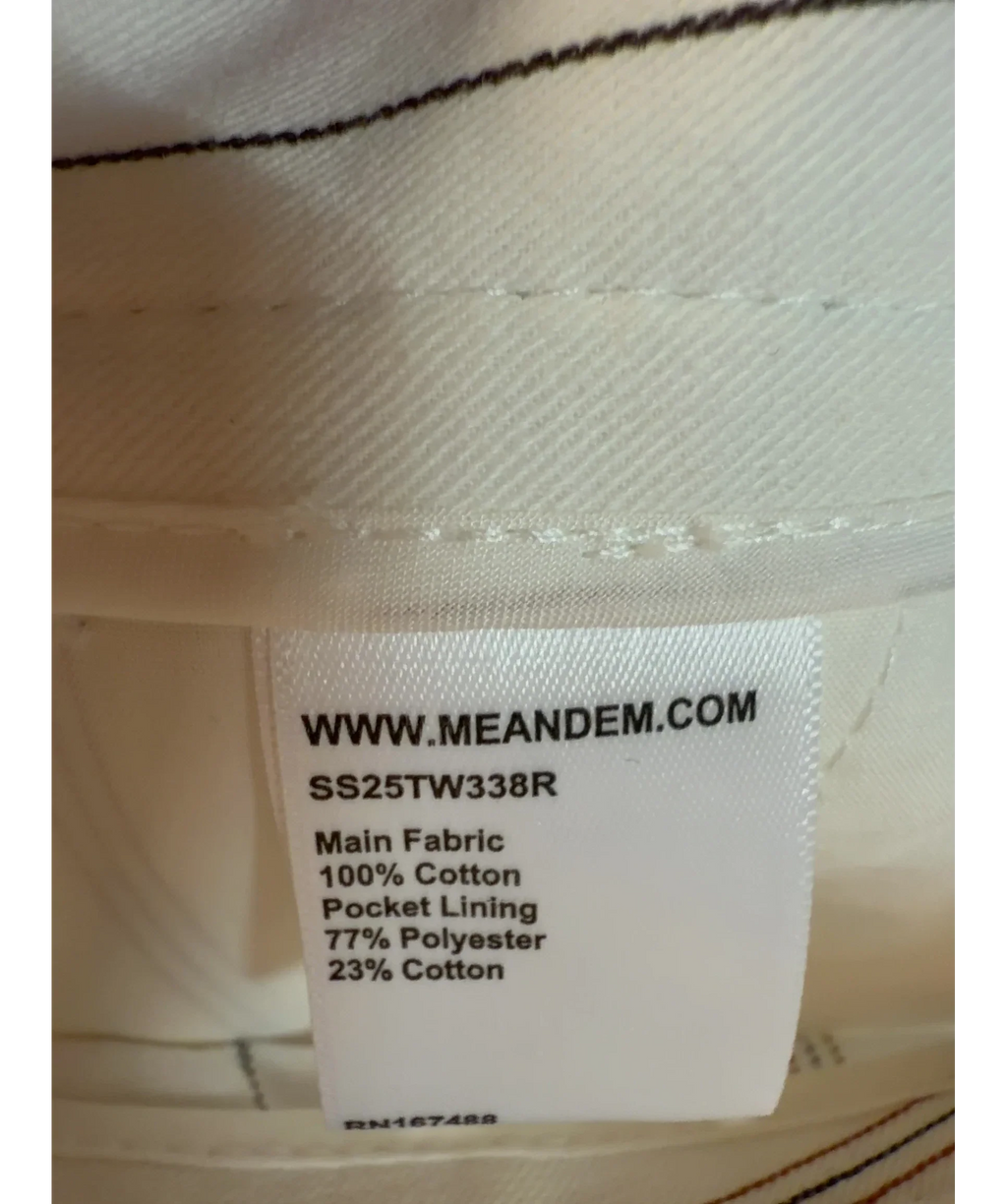 ME + EM Cream Multi Stripe Straight-Leg Crop Trouser, size UK 8 — fabric detail