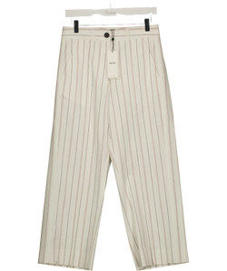 ME + EM Cream Multi Stripe Straight-Leg Crop Trouser, size UK 8 — front