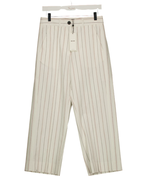 Me + Em Multi Stripe Straight-Leg Crop Cream Trouser UK 8