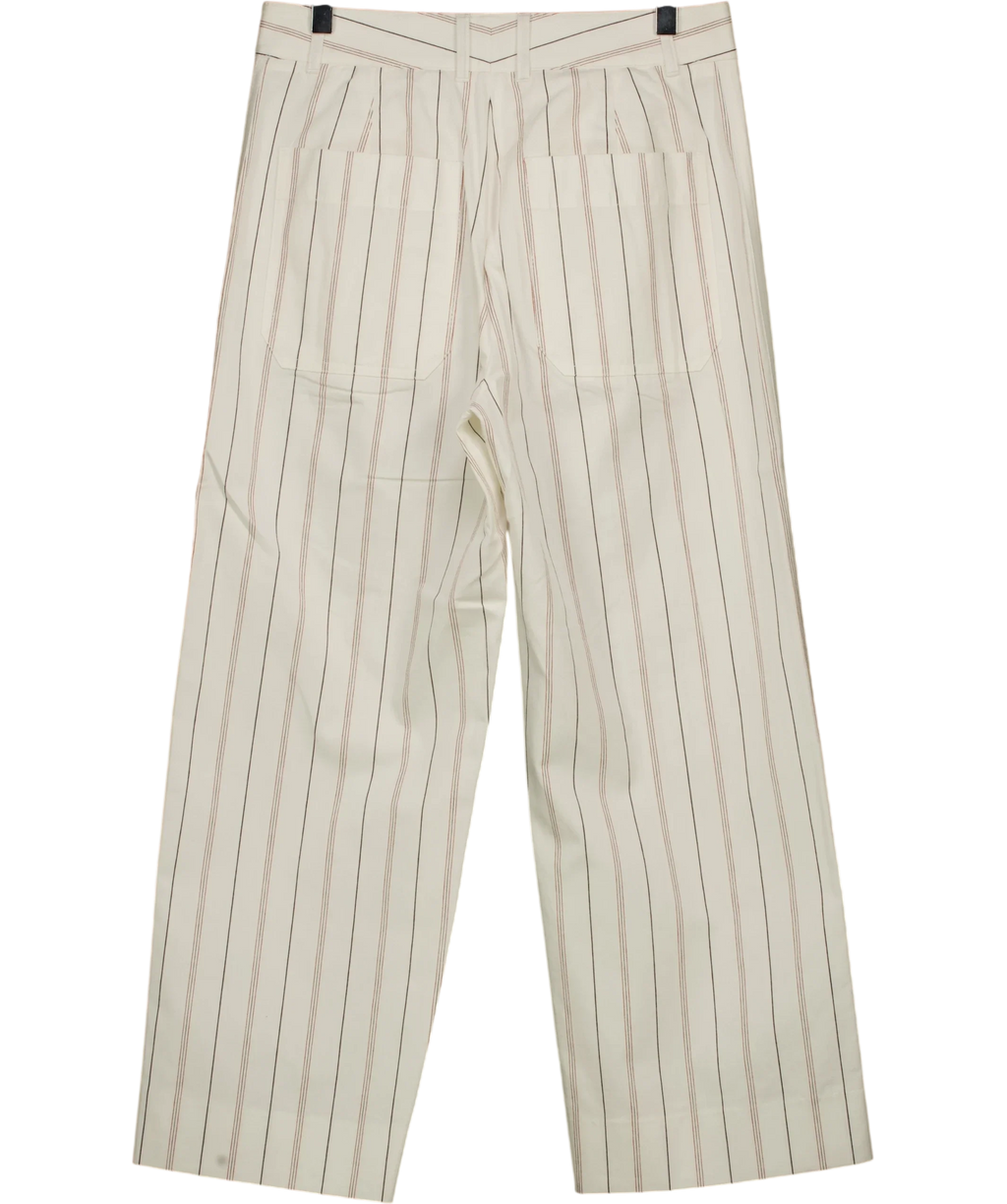ME + EM Cream Multi Stripe Straight-Leg Crop Trouser, size UK 8 — back