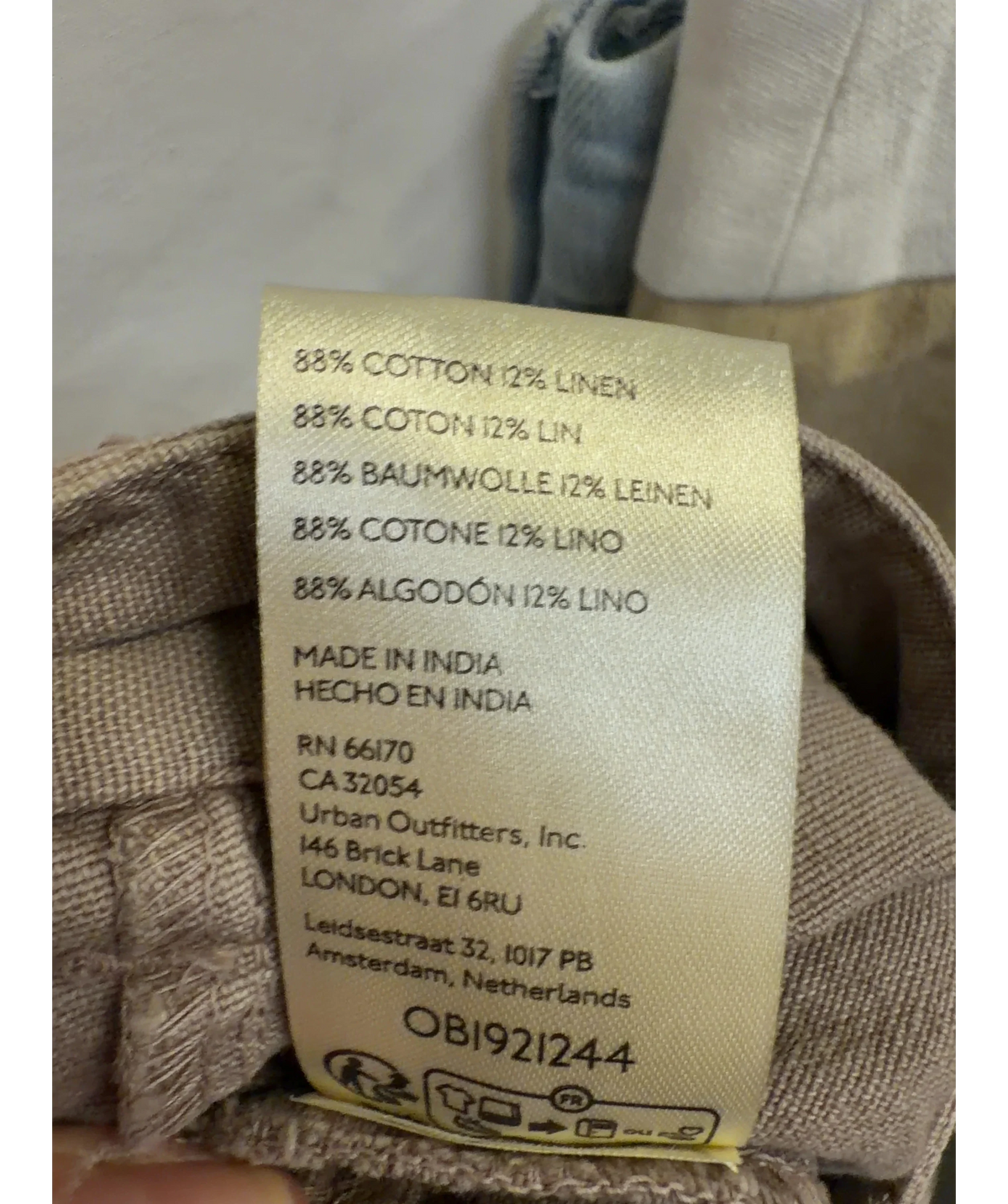 Free People Beige Sweet Talk Chino, size UK 4 — label