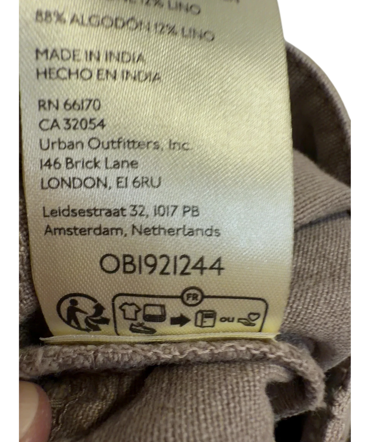 Free People Beige Sweet Talk Chino, size UK 4 — fabric detail