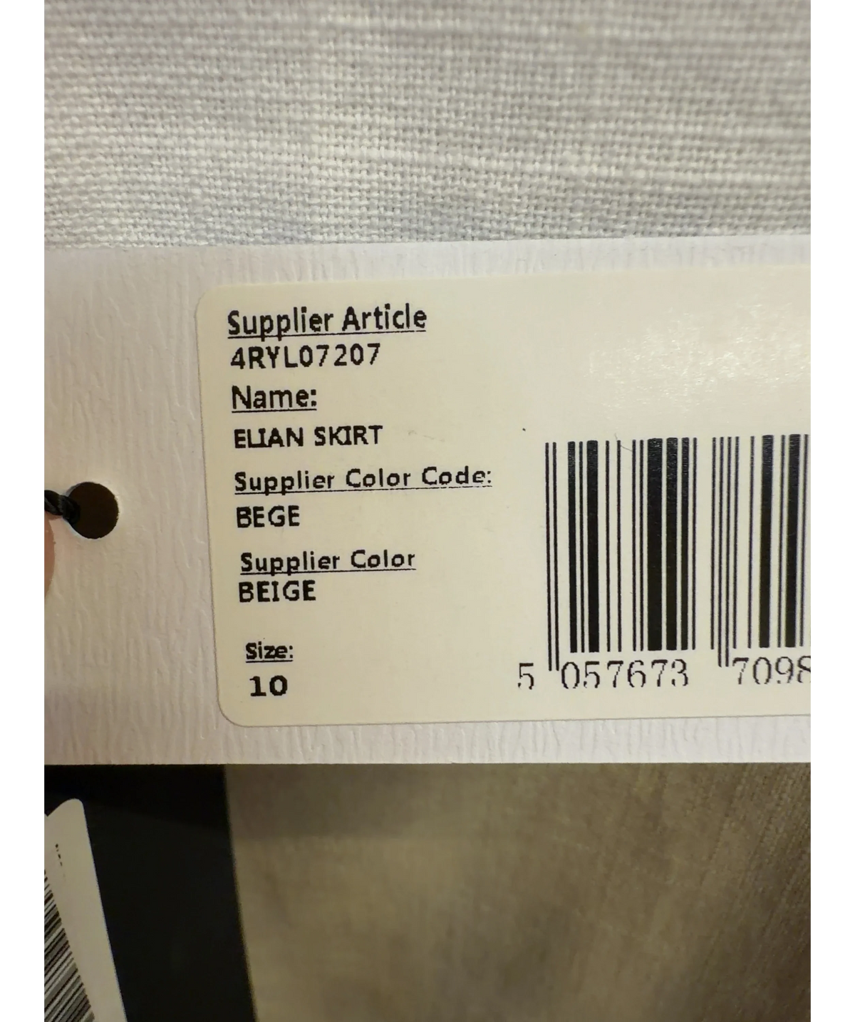 4th + Reckless Beige Elian, size UK 10 — label