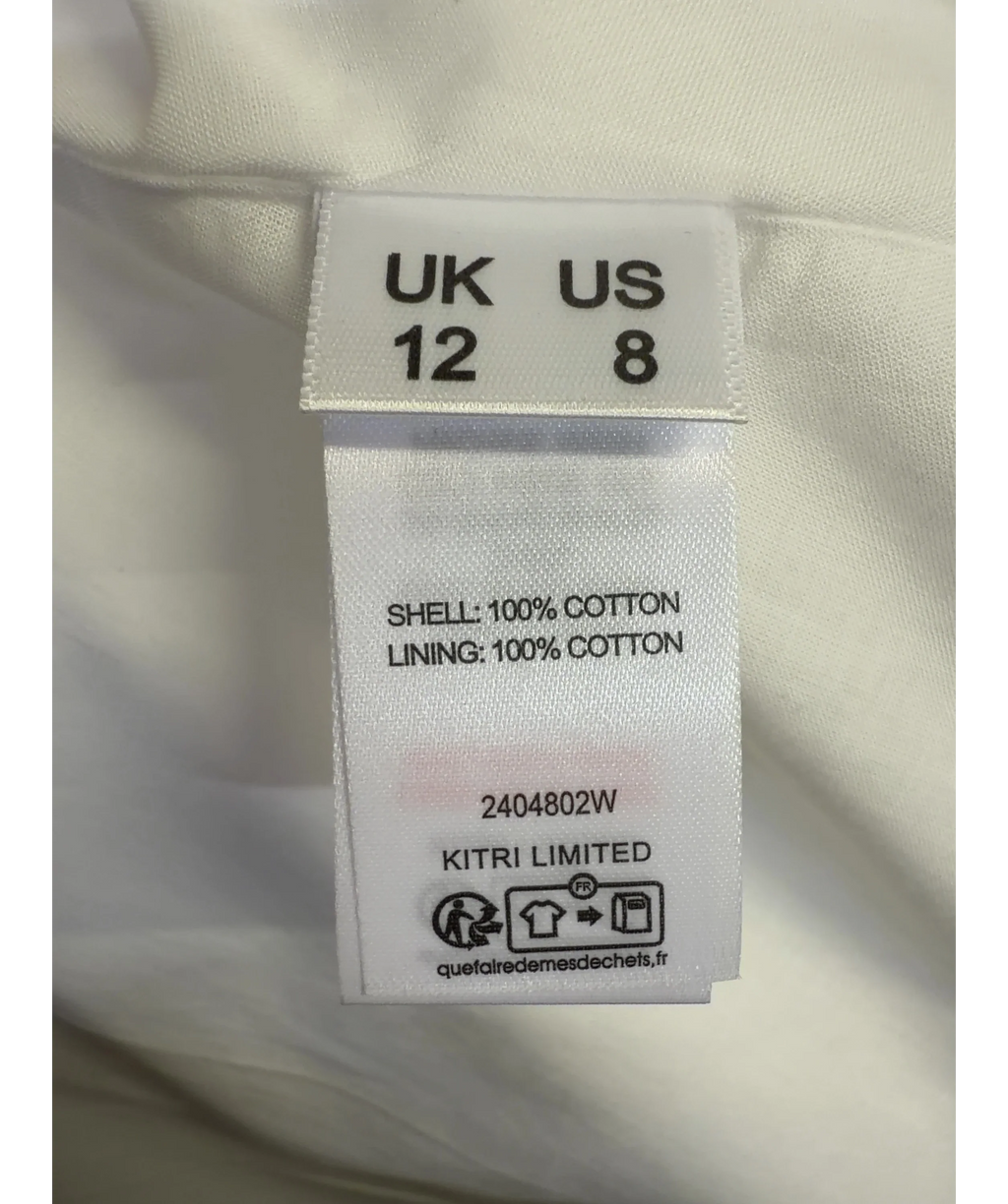 Kitri White Lucinda White Cotton Skirt, size UK 12 — care label
