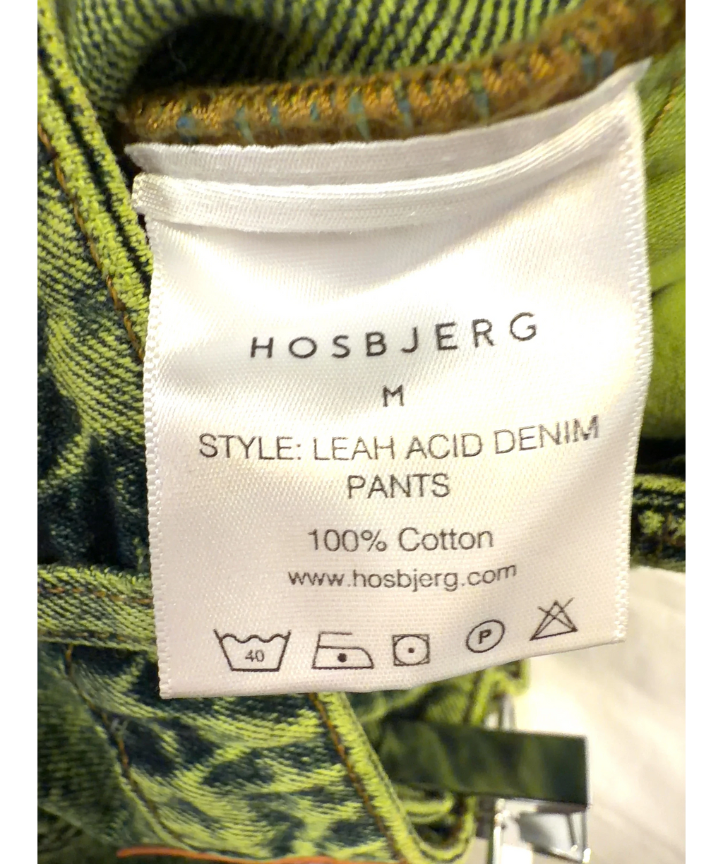 Hosbjerg Green LEAH ACID DENIM PANTS, size UK M — label