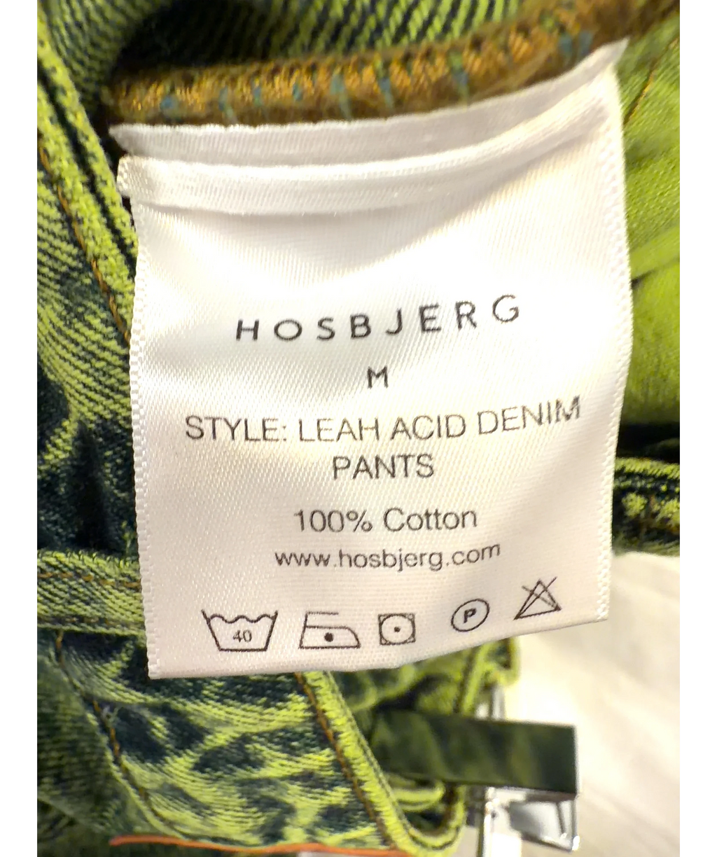 Hosbjerg Green LEAH ACID DENIM PANTS, size UK M — care label