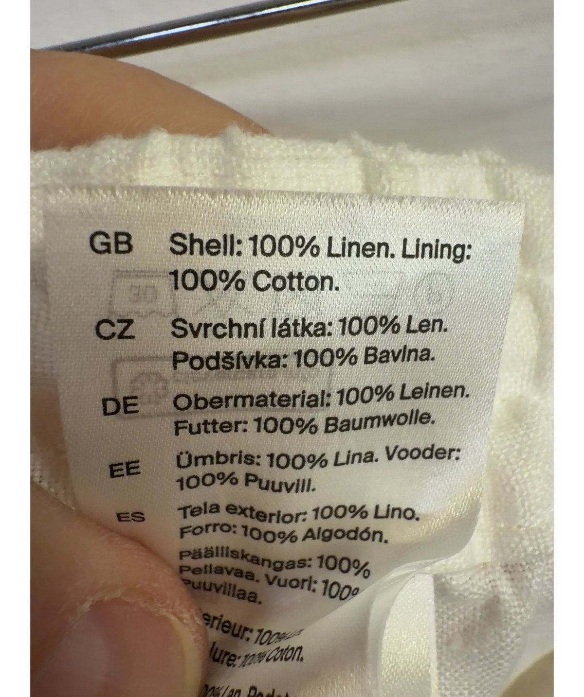 cos White Colour, size UK S — label