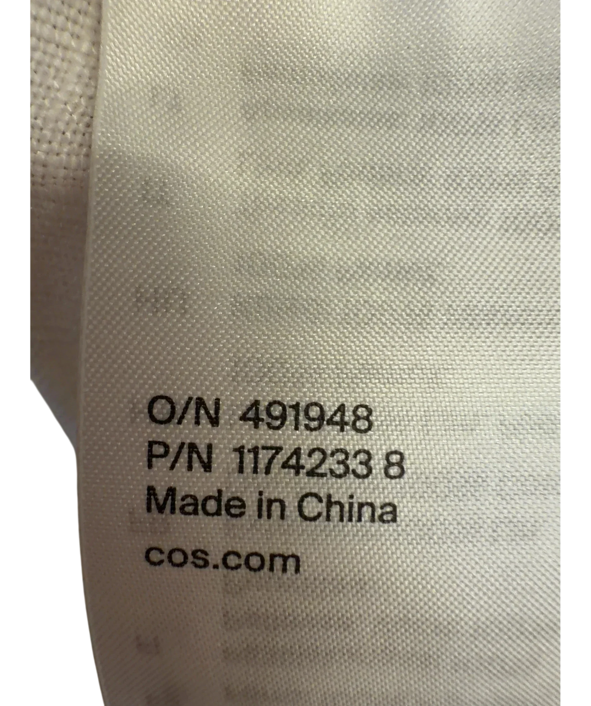 cos White Colour, size UK S — fabric detail