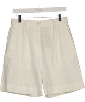 COS White Drawstring Linen Shorts UK S