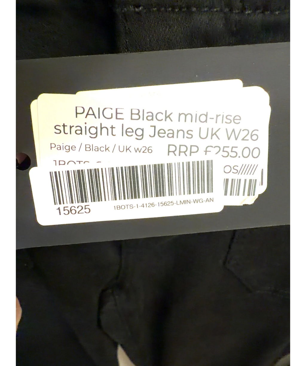 PAIGE Black Mayslie Straight Ankle / Straight Leg Jeans, size W26 — label
