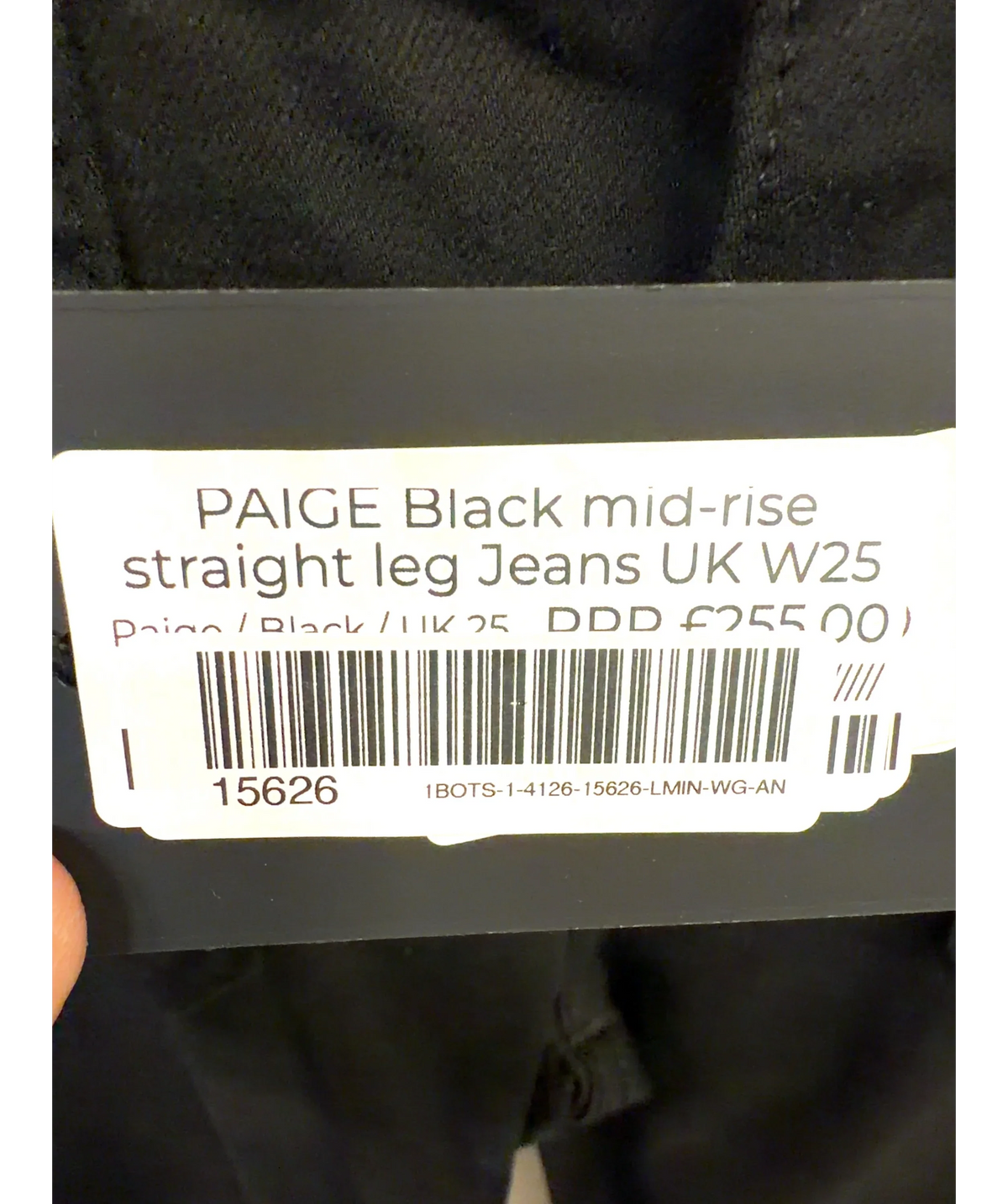 PAIGE Black Black mid-rise straight leg Jeans UK W25, size W25 — care label