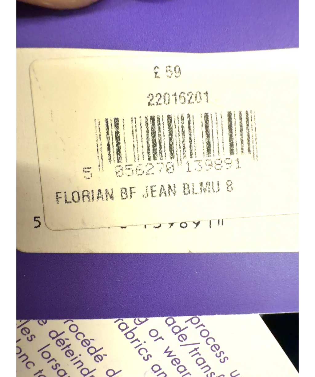 Seraphine Blue FLORIAN BF JEAN BLMU 8, size UK 8 — label