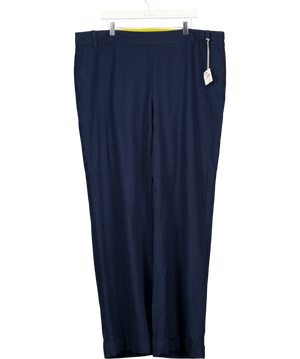 Boden Navy Blue COtton / Linen Blend tailored Trousers UK 22 LONG
