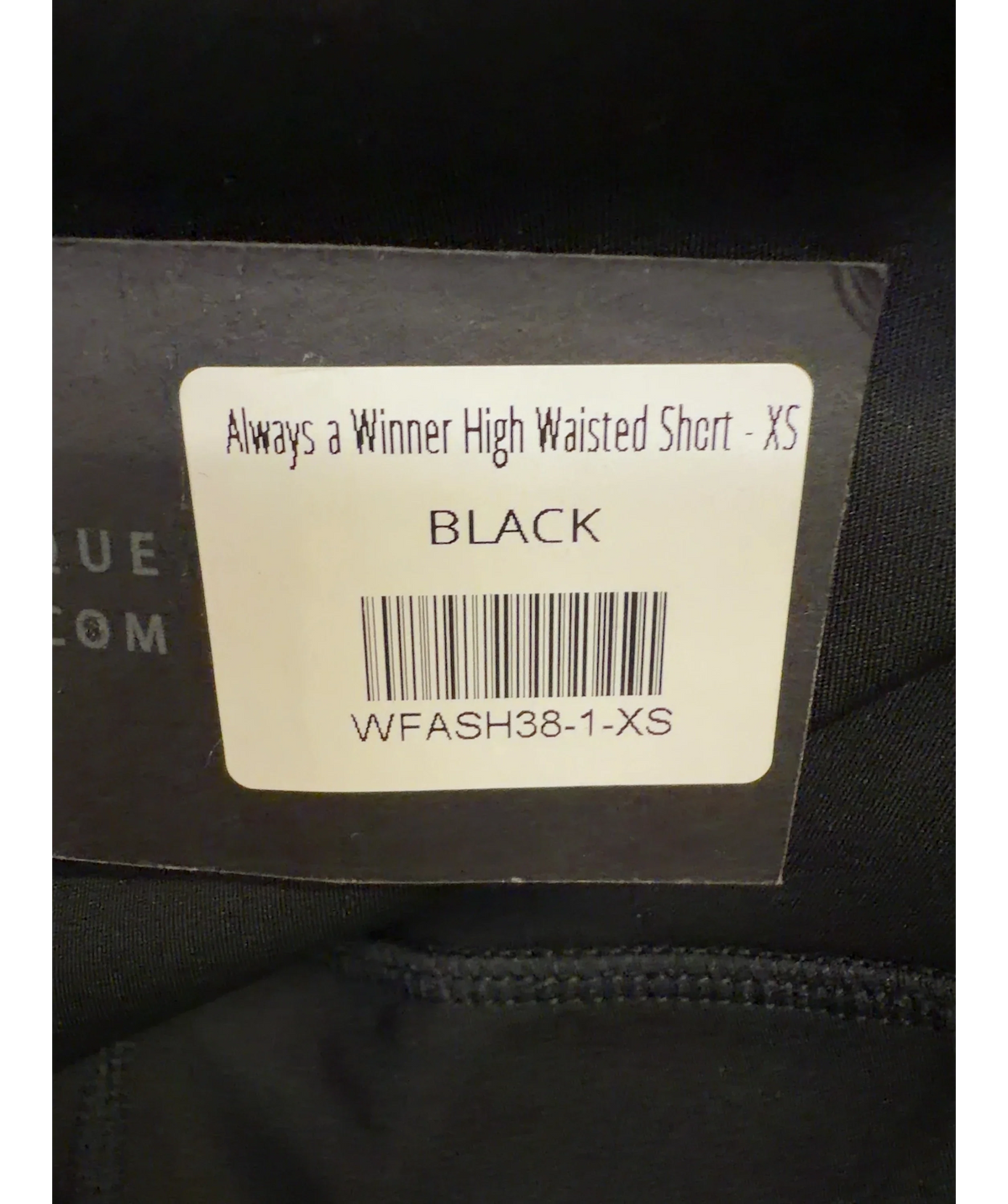WHITE FOX Black Always a Winner High Waisted Short, size UK XS — label