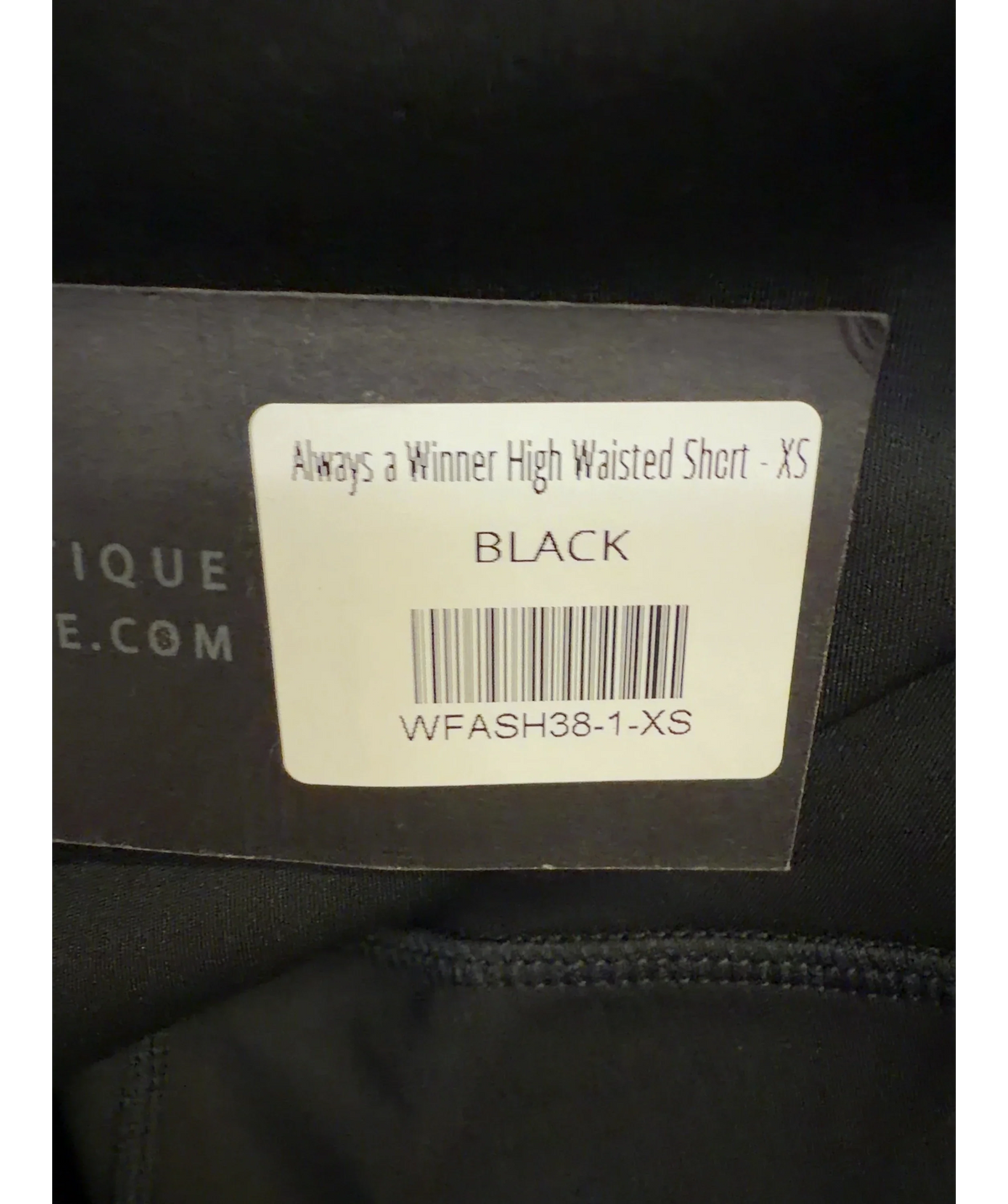 WHITE FOX Black Always a Winner High Waisted Short, size UK XS — care label