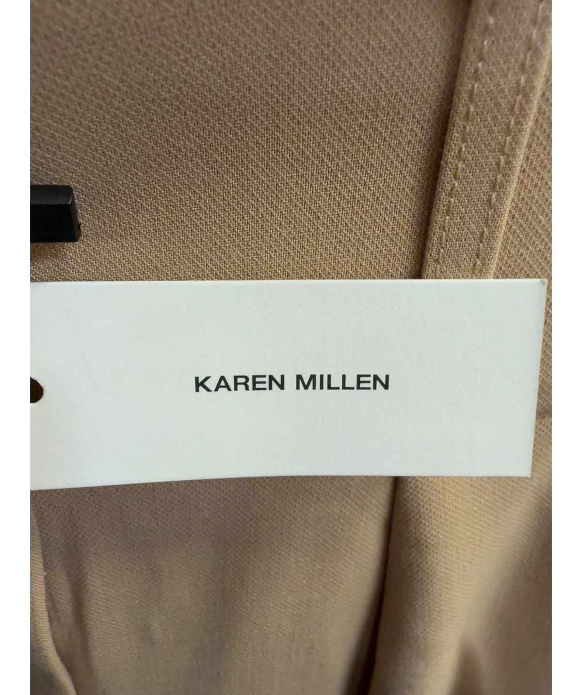 KAREN MILLEN camel Tall Compact Stretch Essential Tailored High Waist Wide Leg, size UK 6 — detail