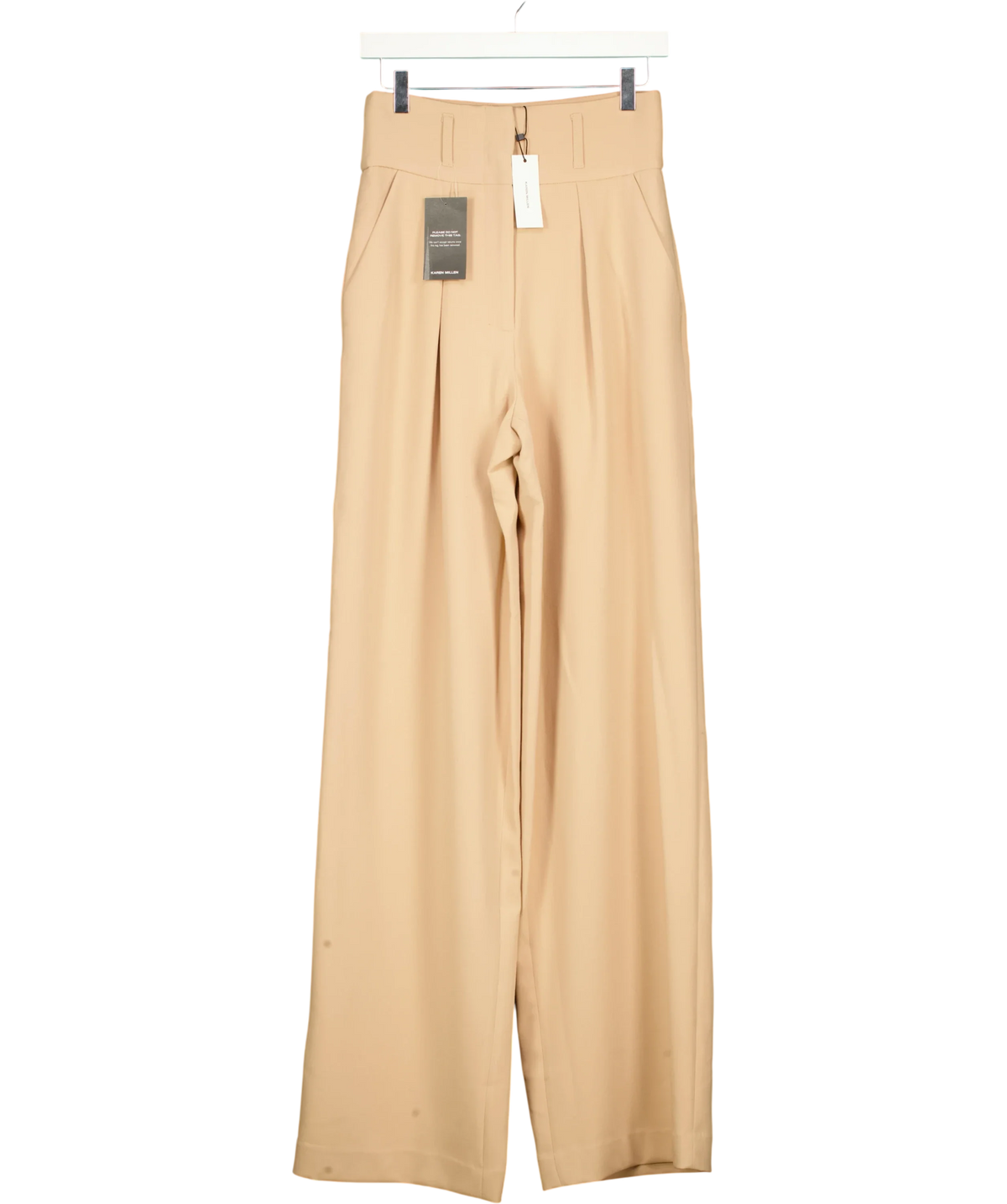KAREN MILLEN camel Tall Compact Stretch Essential Tailored High Waist Wide Leg, size UK 6 — front