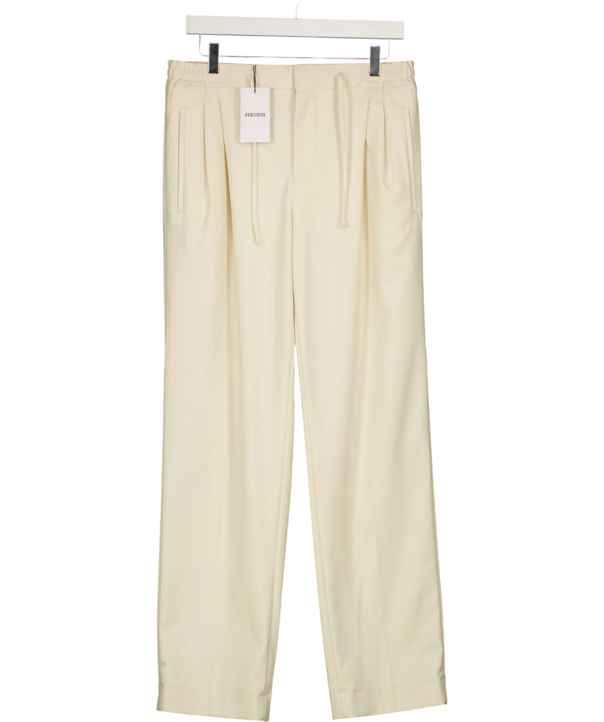 REISS ecru ARDEN-RELAXED TWILL TROUS ECRU, size W30 — front
