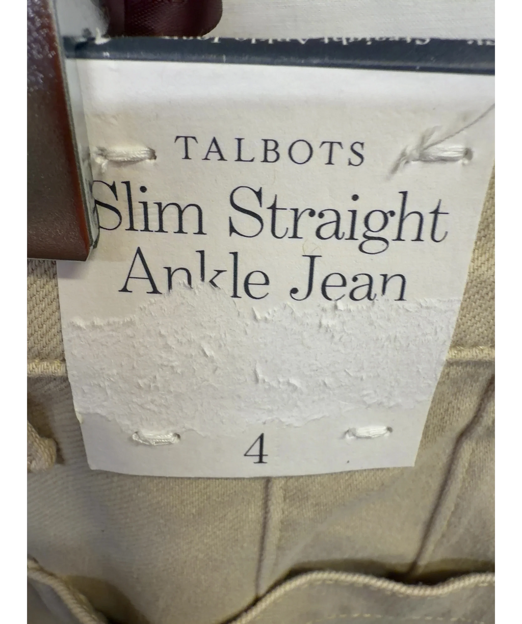 TALBOTS Beige slim straight ankle jeans, size UK 4 — detail