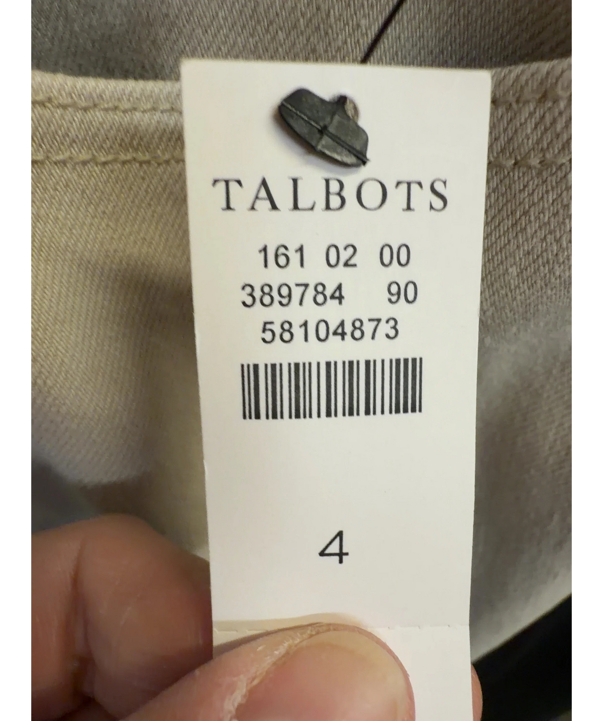 TALBOTS Beige slim straight ankle jeans, size UK 4 — care label