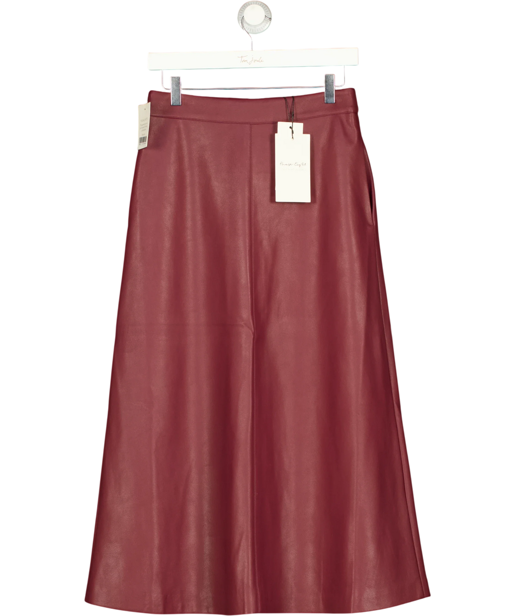 Phase Eight burgundy Antoinette PU Midi Skirt, size UK 8 — front