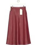 Phase Eight burgundy Antoinette PU Midi Skirt, size UK 8 — front