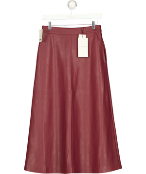 Phase Eight Antoinette PU Midi Skirt Burgundy UK 8