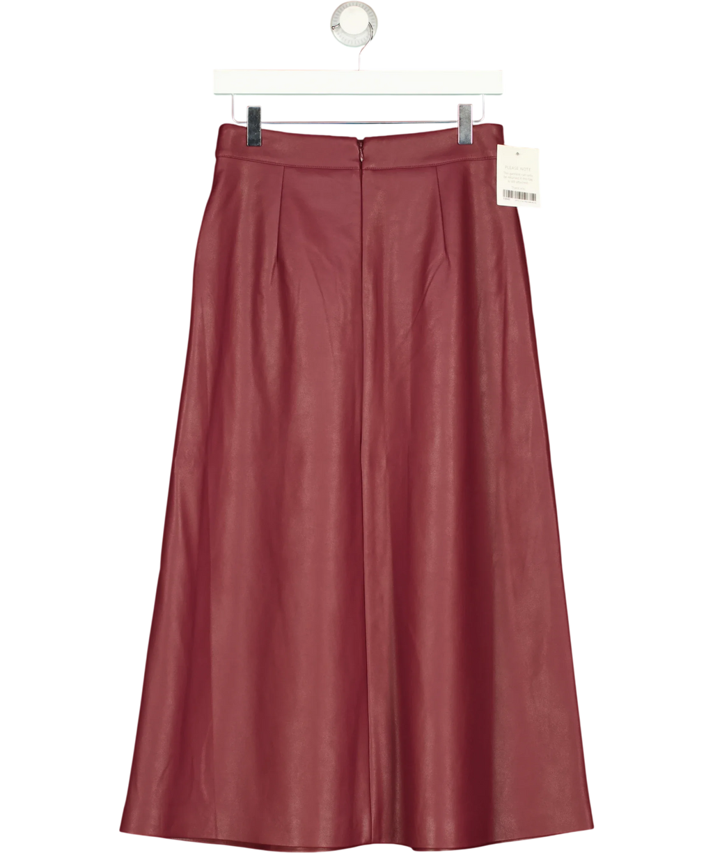 Phase Eight burgundy Antoinette PU Midi Skirt, size UK 8 — back
