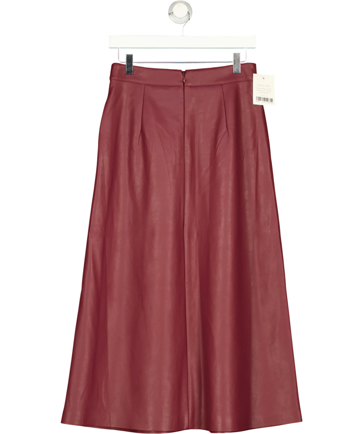 Phase Eight burgundy Antoinette PU Midi Skirt, size UK 8 — back