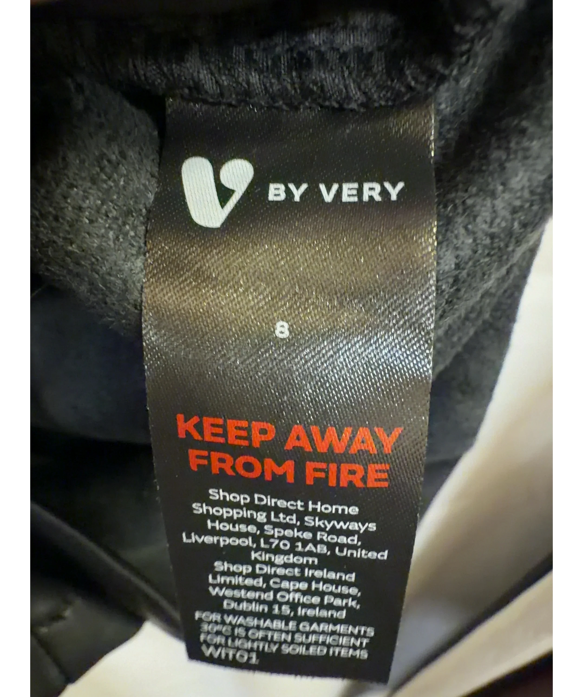 By Very Black Colour, size UK 8 — label