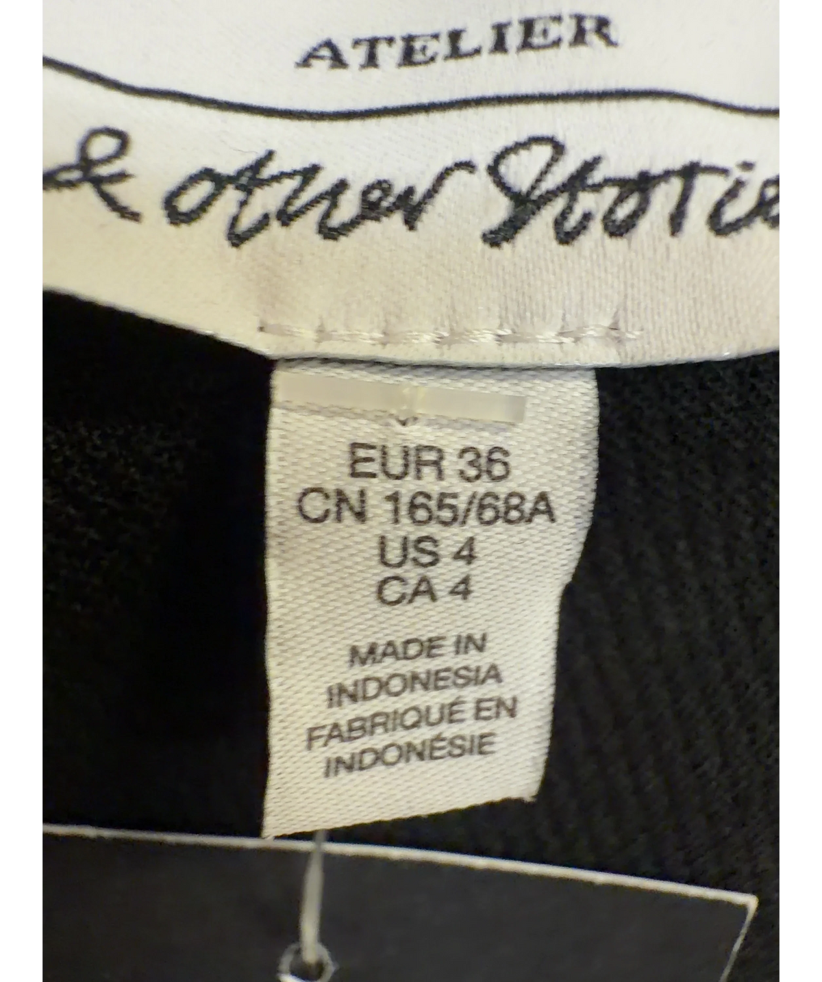 & OTHER STORIES Black Atelier Mini Skirt, size UK 8 — care label