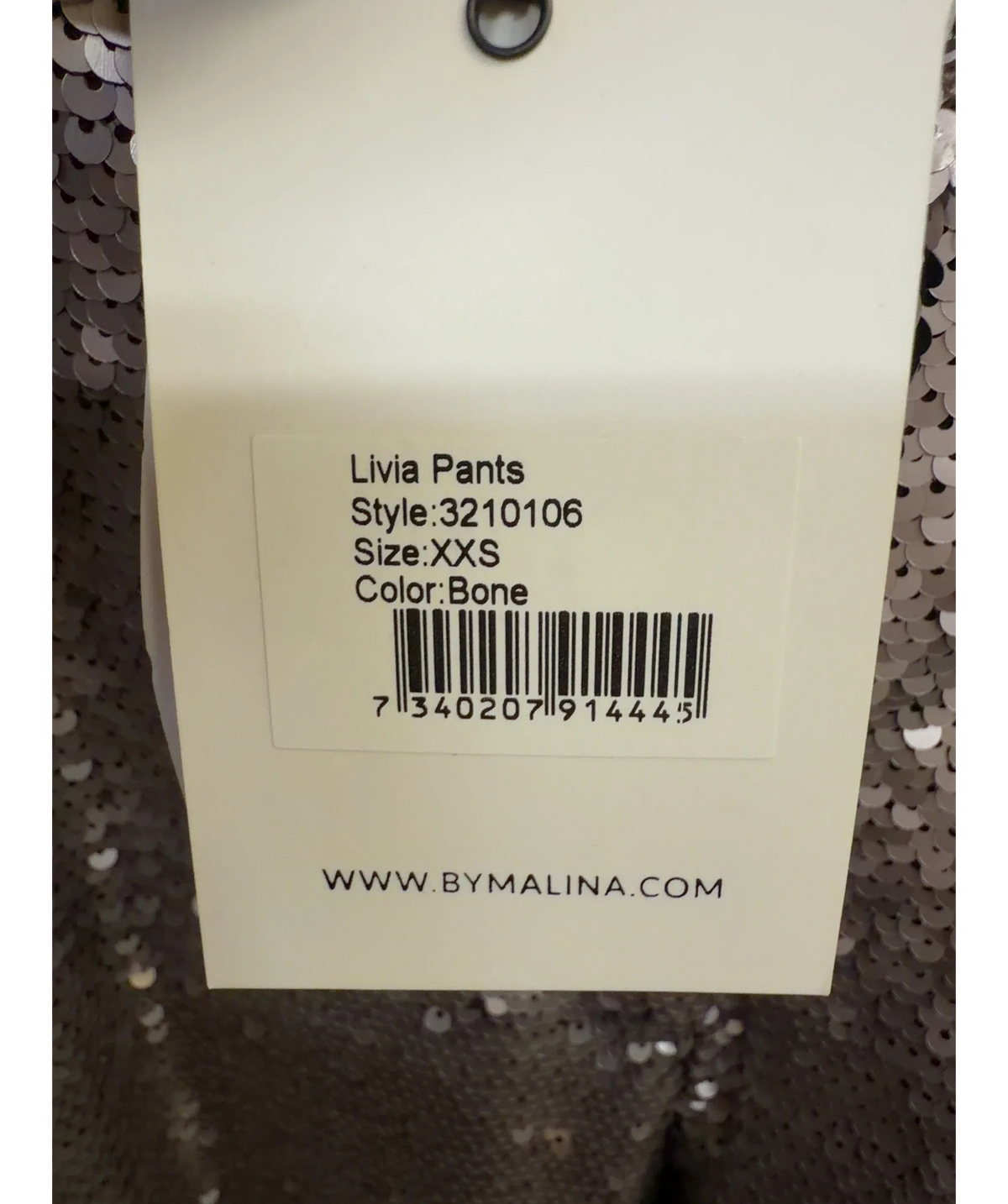 BY MALINA rose gold Livia Pants, size UK XXS — label