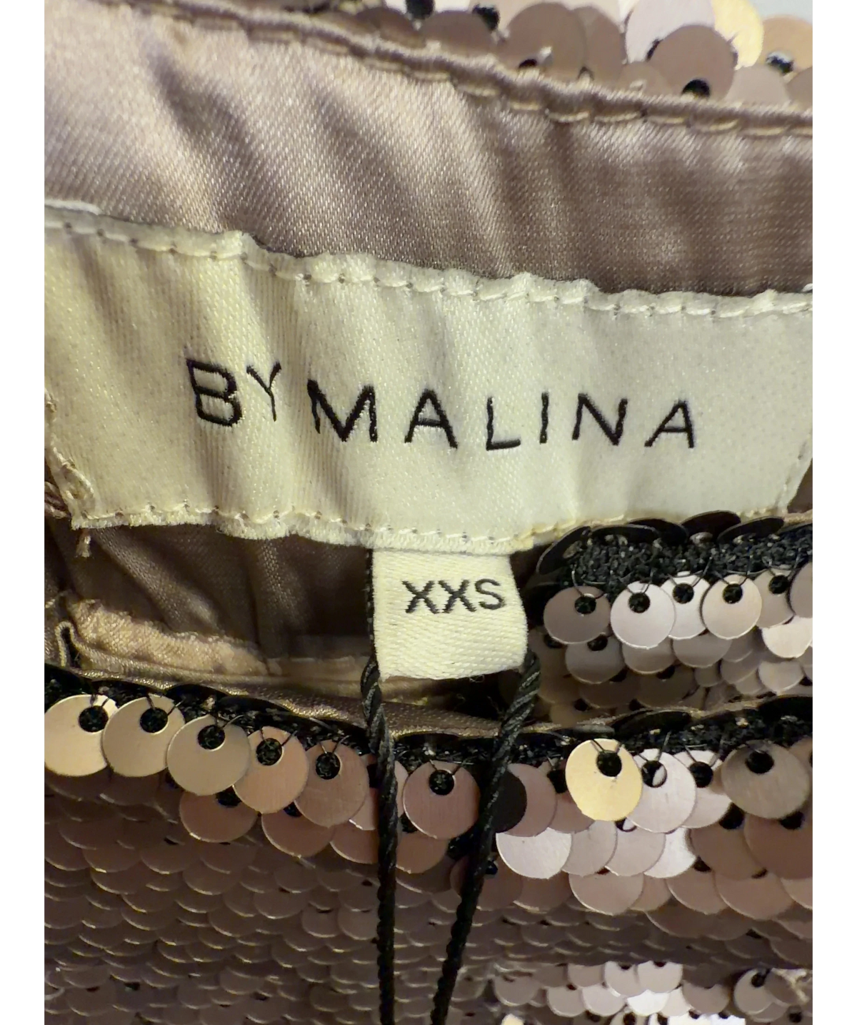 BY MALINA rose gold Livia Pants, size UK XXS — care label