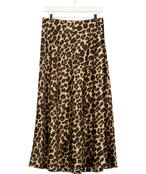 Talbots Beige Leopard Satin Midi Skirt UK 4