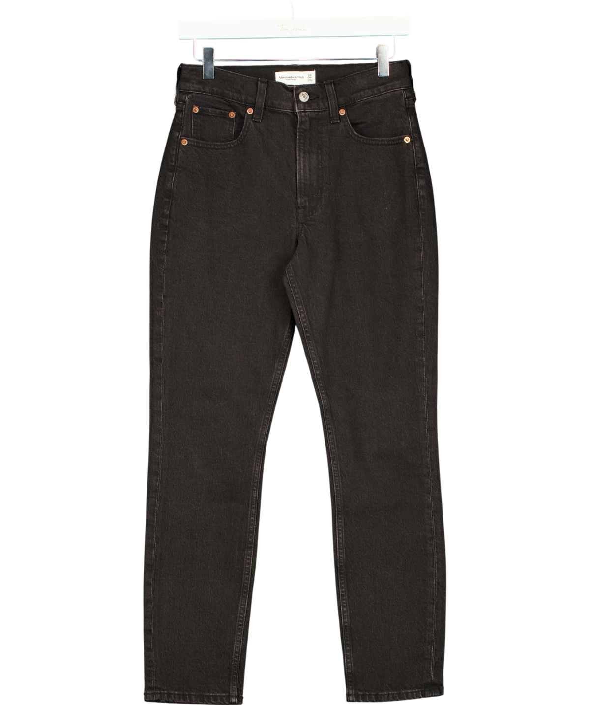 ABERCROMBIE & FITCH Black High Rise 90s Straight Jeans, size W26 — front