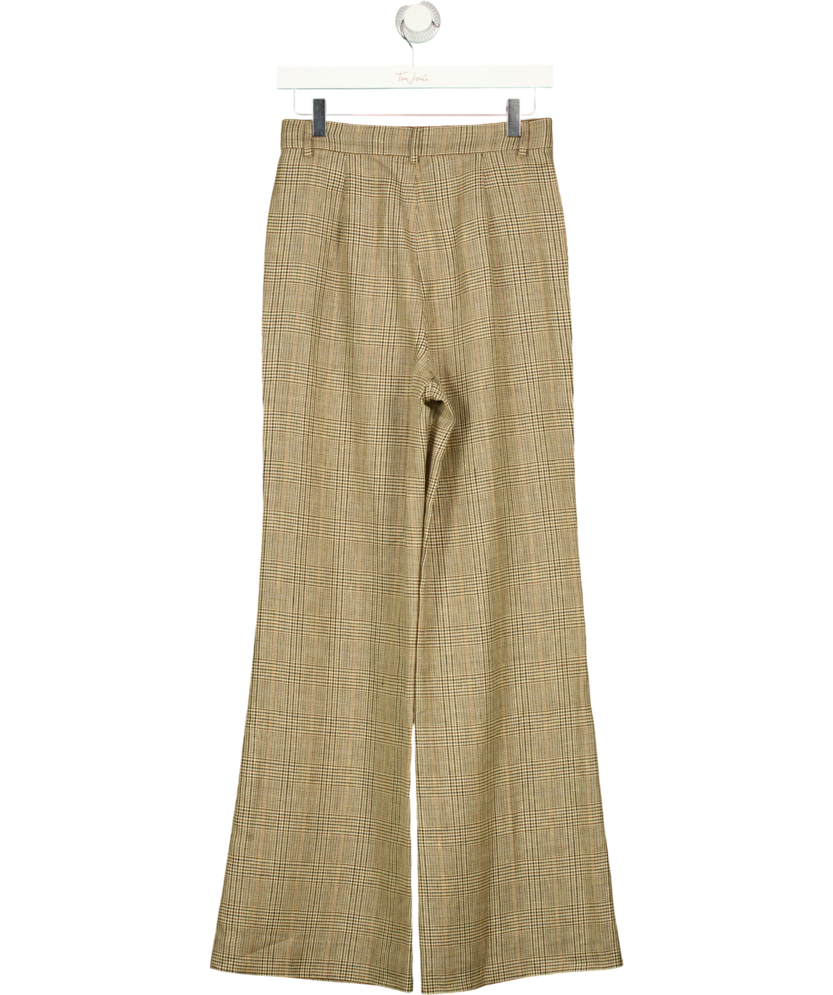 LILYSILK Brown glen plaid/graph check wide-leg trousers, size UK 6 — back