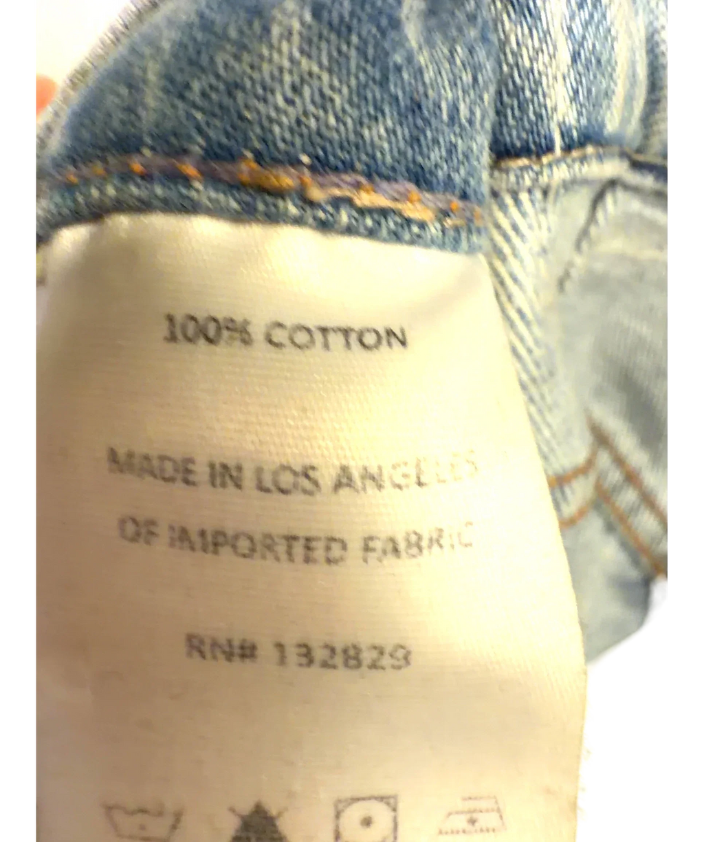grlfrnd light blue The Brooklyn High Rise Loose Straight Jeans, size W27 — fabric detail