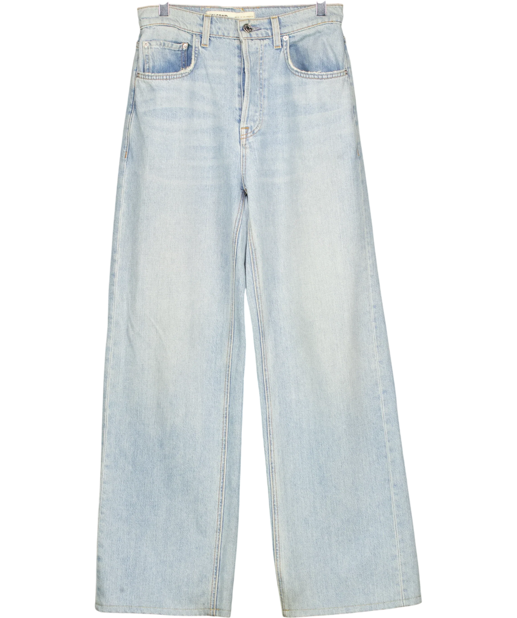 grlfrnd light blue The Brooklyn High Rise Loose Straight Jeans, size W27 — front