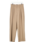 MNG Brown brown/beige wide-leg pleated trousers, size UK 8 — front